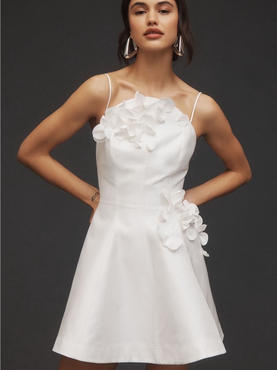 Acler Dresses & Skirts - Acler White Mini Dress with Floral Appliqués
